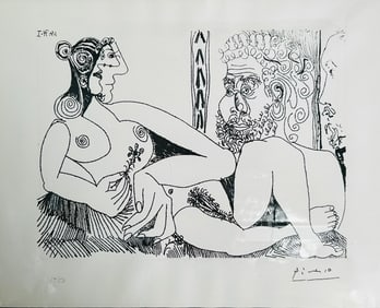 A Painting of Women with Flowers and Portrait of a Bearded Man, with Degas in Profile, With a