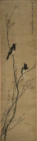 A Chinese Painting of Birds and Plum Bloosm, Attributed to Yun Shouping