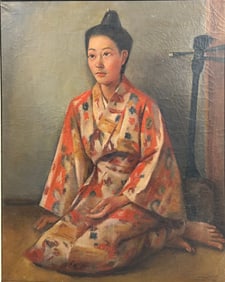 A Japanese Painting of a Geisha, Signed Aijun Natoyama (1906-1970), 1950