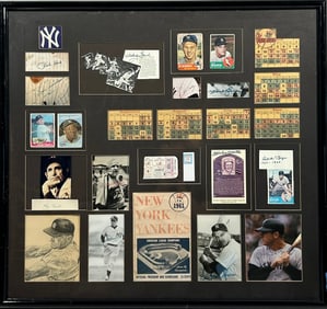 A Framed Collection of New York Yankees Team Signed Autographs Display