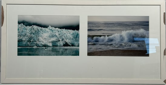A Framed two Photo Prints of Beach and Glacier, Larry Frankel