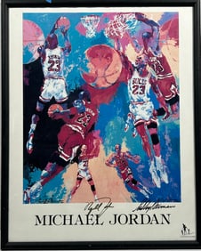 A Print of Michael Jordan, with Signatures Michael and Artist