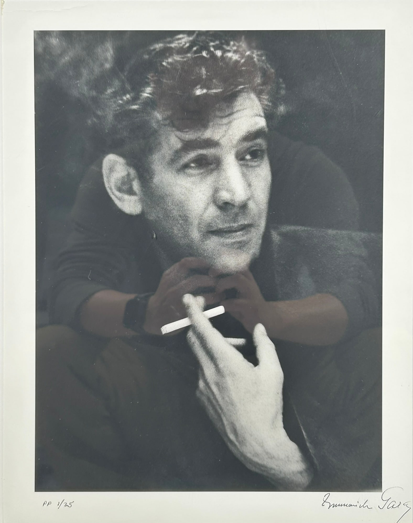 A Photo Print of A Gentleman with A Cigarette: 13.5/8 in. x 10.5/8 in. (sight), 23 in. x 20 in. (frame).