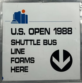 A Vintage U.S. Open 1988 Shuttle Bus Sign