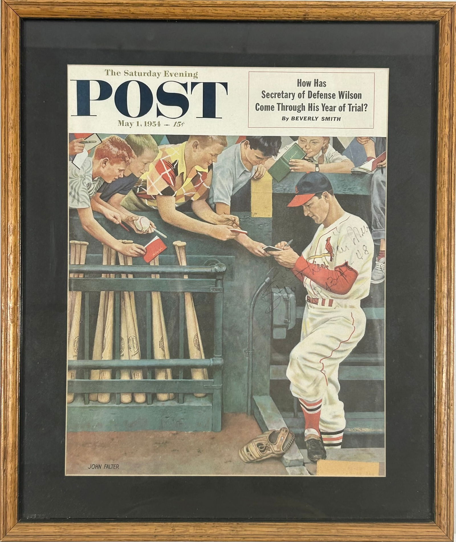 A 1954 Sport Baseball St. Souis Cardinal Autograph Stan Musial, Created by John Falter (1 of 6)