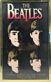 A Vintage Beatles Concert Poster Shea Stadium Queens, NY August 23 1966