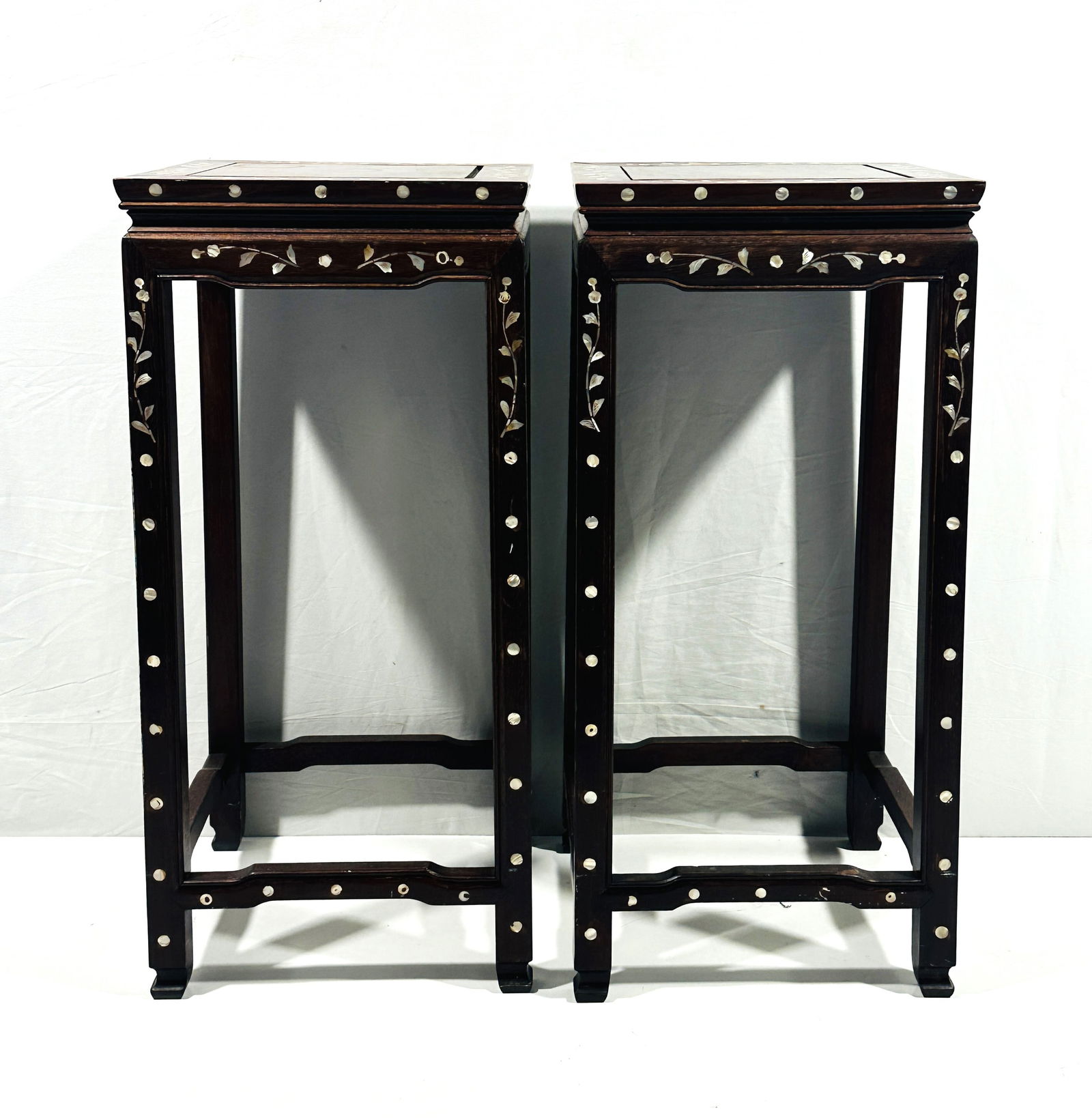 A Pair of Chinese Wood Shell-Inset Incense Stands, Xiangji (1 of 9)