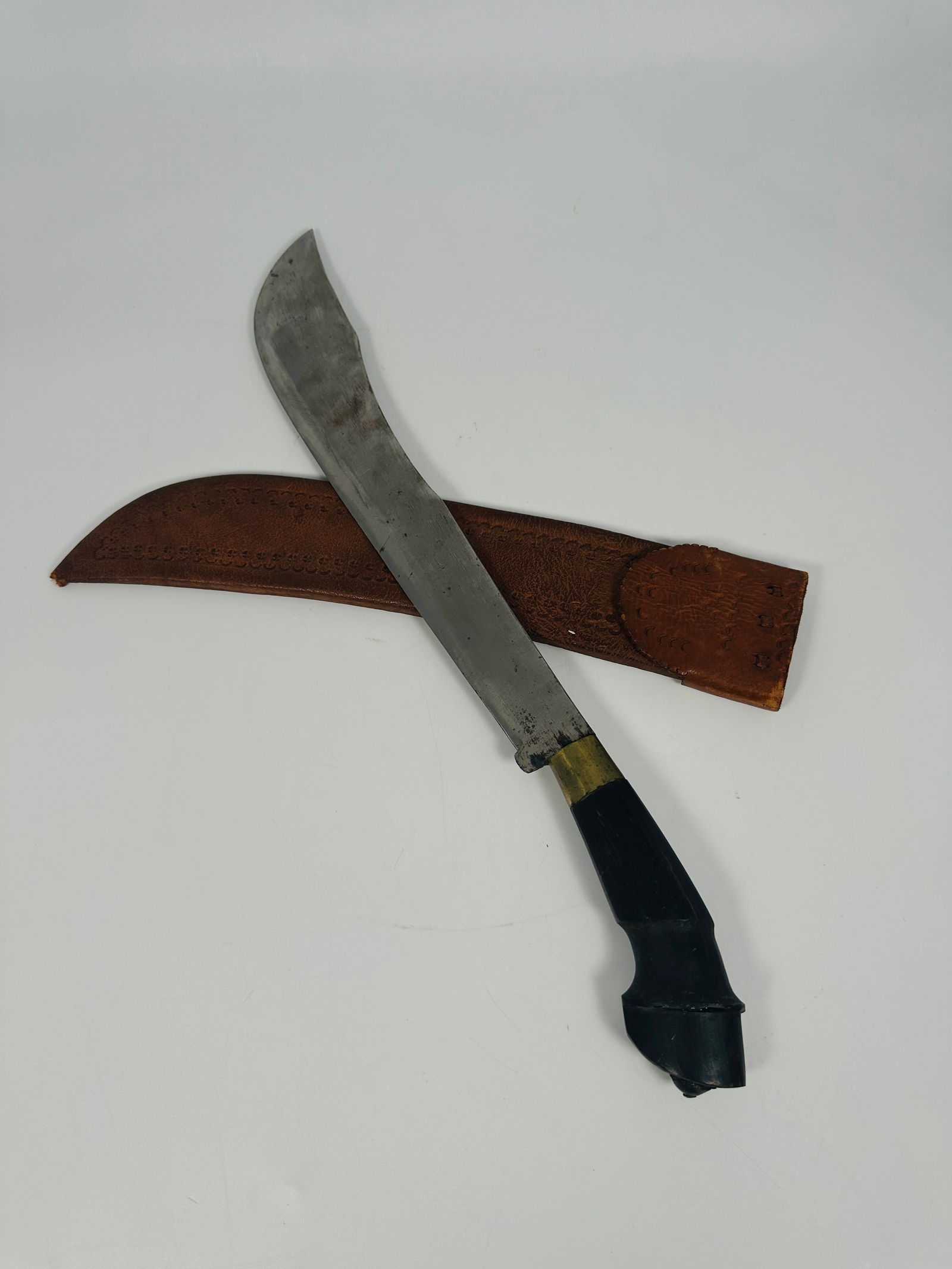 A Machete With Wood Handle and Leather Scabbard (1 of 9)