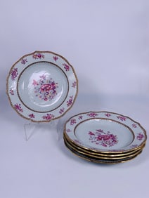 A Set of Five Chinese Export Famille Rose Puce Decorated Dishes, 18th Century