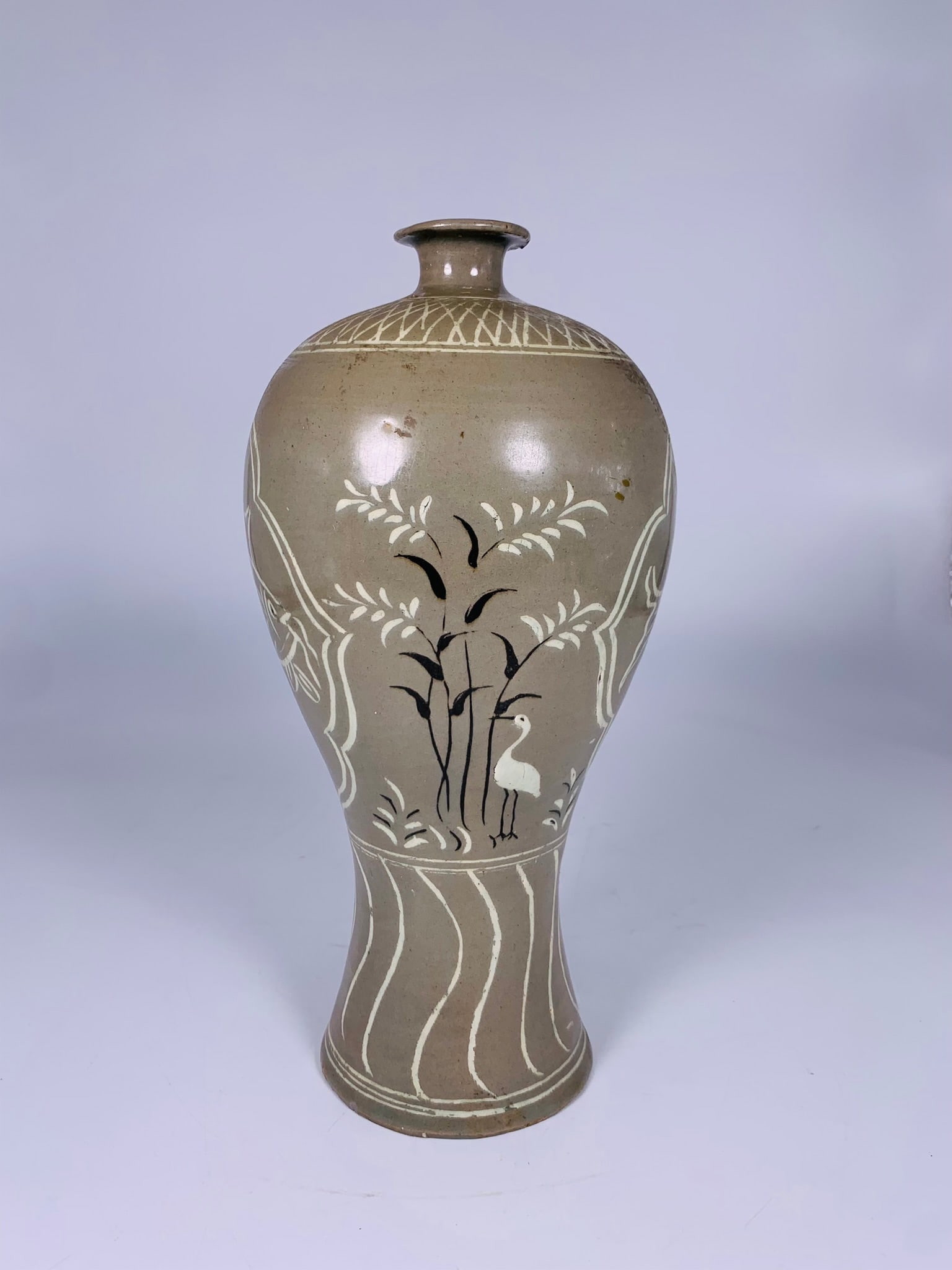 A Korean Cream and Black Decorated Celadon Vase, Koryo Dynasty (1 of 9)