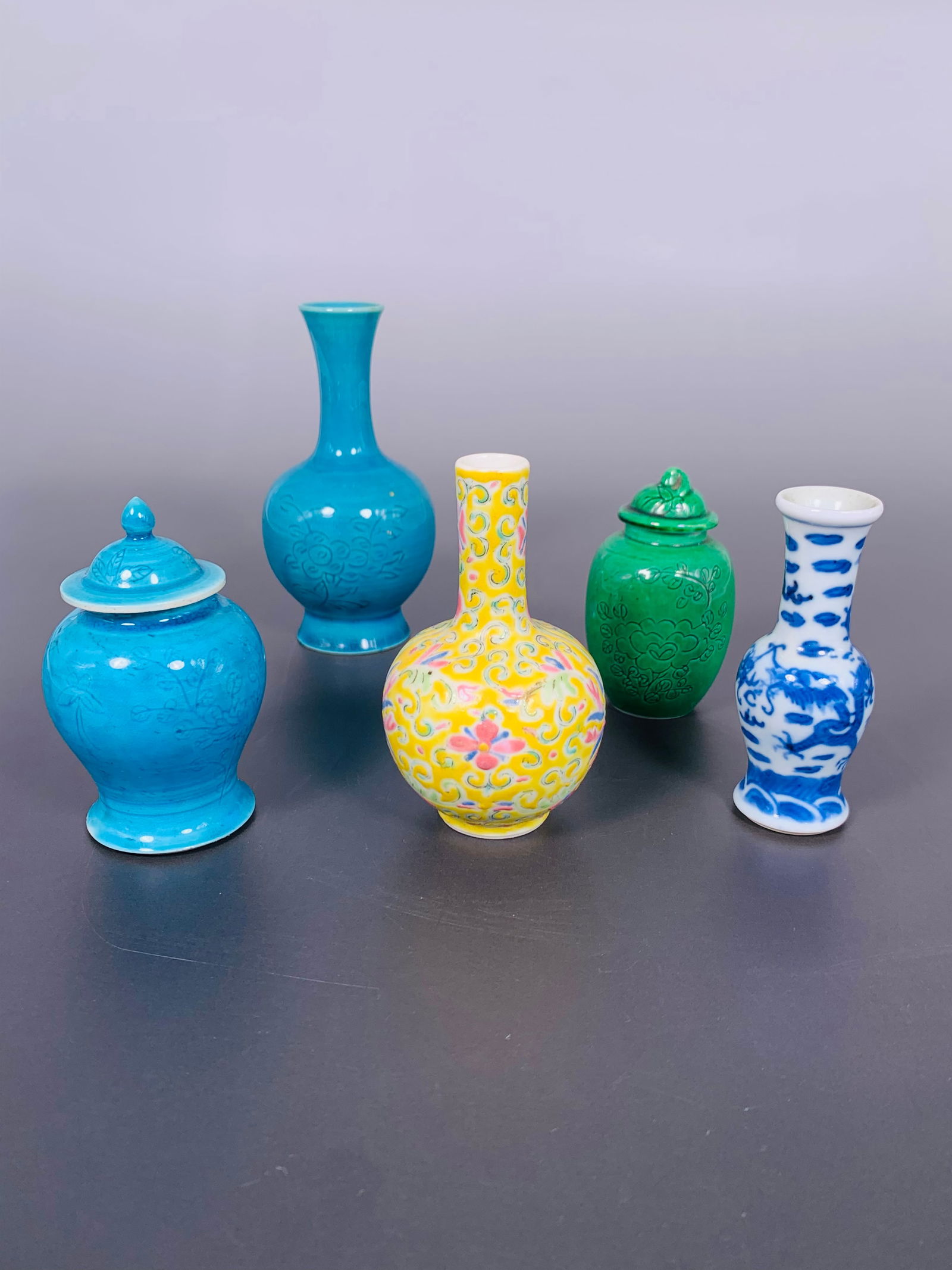 A Group of Five Chinese Miniature Porcelain Wares (1 of 12)