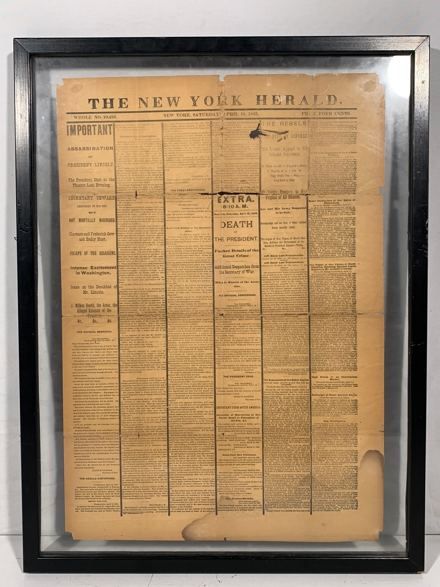 A Report of The New York Herald Lincoln, Abraham (1809-1865) Assassination, New York: 15 April 1865. (1 of 14)