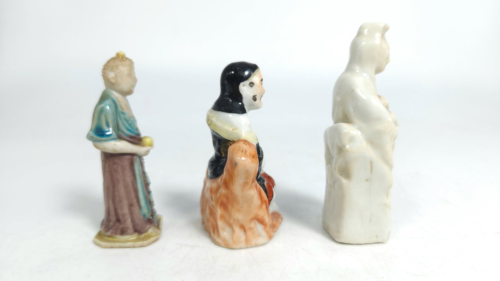 A Group of Three Chinese Miniature Porcelain Figures, Qing Dynasty (1 of 5)