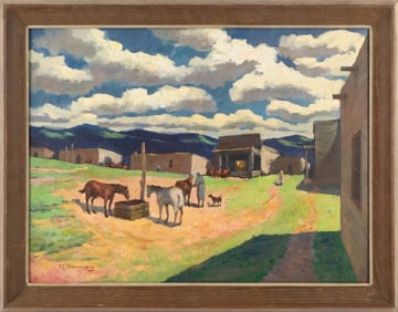 Landscape Oil On Board, Signature Oscar Edmund Berninghaus