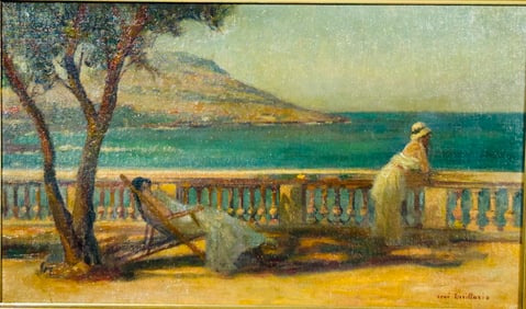 A Painting of Ladies by the Sea, Signature Rene Devillario