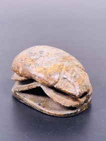 An Egyptian Carved Scarab Soapstone with Hieroglyphs