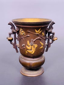 A Small Christofle-Style Painted and Gilt Bronze Cup
