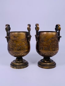 A Pair of Grand Tour Greek Revival Bronze Vases, Late 19th Century