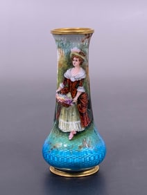 A French Foil Enamel Copper Limoges Vase, 19th Century