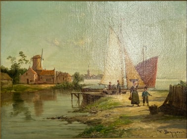 A Painting of Figures on the Shore, Attributed to William Raymond