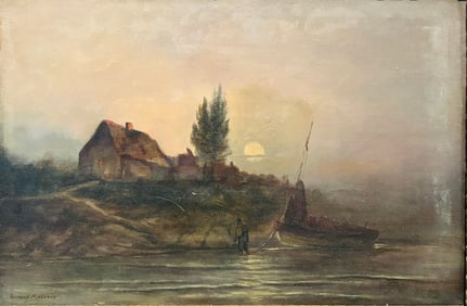 A Painting of Moonlight Seashore, Attributed to Fernand Maillaud