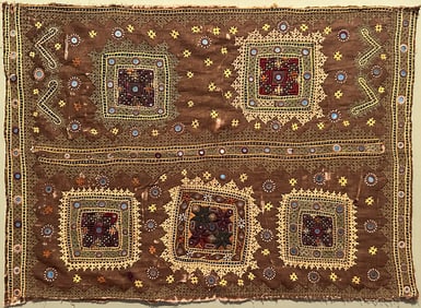 An Asian Vintage Silk Embroidered Panel