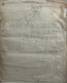A Sketch of a Seated Man, Signature Nguyen Van Long 1967