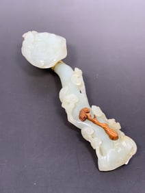 A Chinese Carved Jade Scepter, Ruyi