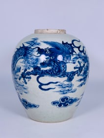 A Chinese Blue and White 'Dragon' Jar, Shunzhi Period, Qing Dynasty
