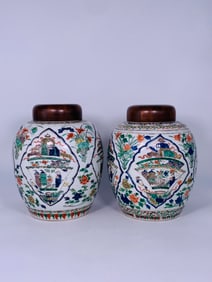 Sotheby's Provenance: A Pair of Chinese Famille Verte Ginger Jars, Kangxi Period, Qing Dynasty