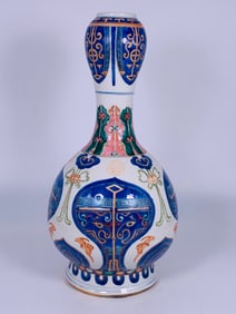 Sotheby's Provenance: A Blue and White and Famille-rose Garlic-Mouth Vase, Qing Dynasty, 19th