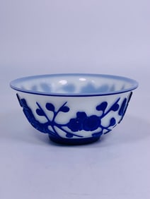 A Chinese Blue Overlay Glass Bowl, 19th Century