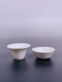 Two Chinese Small White-Glazed Cups, Ming Dynasty