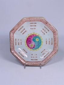 A Chinese Famille Rose 'Eight Trigrams' Octagonal Dish, Tongzhi Mark