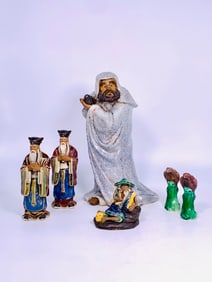 A Group of Six Shiwan Pottery Figures