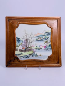 A Chinese Famille Rose 'Landscape' Plaque