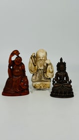 A Group of Three Chinese Figures of Immortals and Gods
