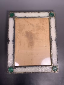 A Chinese Frame Decorated with Carved White Jade and Green Jadeite, Qianlong Period