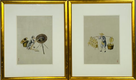 Two Chinese Paintings of Tradesmen