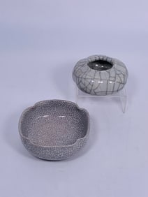 Two Chinese Crackle-Glazed Water Pots