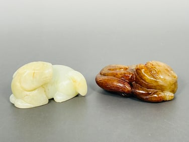 Two Chinese Jade Carvings of Mythical Animals