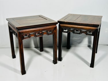 A Pair of Chinese Hardwood Low Occasional Tables