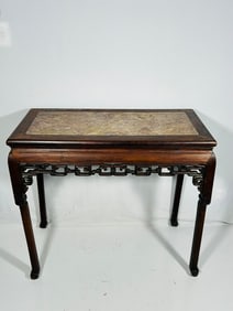 A Chinese Marble-Inset Hongmu Rectangular Table