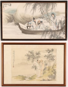 Two Chinese Paintings with a Scholar