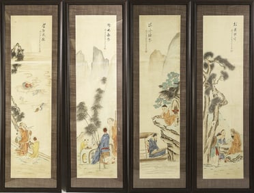 A Set of Four Paintings, Scholars in Various Pursuits