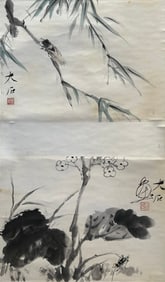 Two Chinese Paintings of Insects, Signature Tang Yun