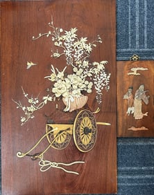 Two Chinese Decorated Wood Panels
