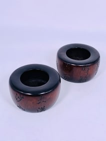 A Pair of Go Game Circular Boxes