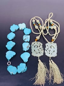 A Group of Three Jade/Turquoise Objects