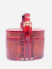 A Chinese Bamboo Picnic Basket